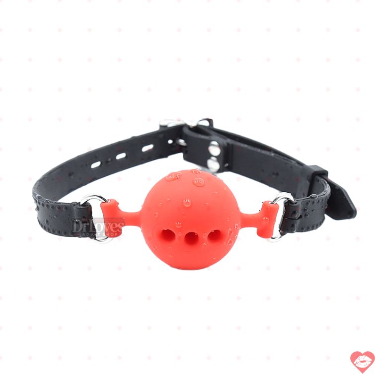 Bóng khóa miệng ball gag dây da BDSM 