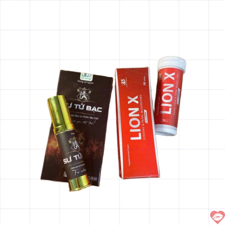 Combo xịt kéo dài và viên ngậm Lion X tăng hưng phấn 