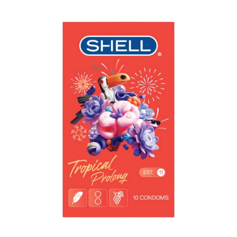  Bán Bao cao su Shell Tropical Prolong - Siêu mỏng kéo dài thời gian hương hoa quả nhiệt đới - Hộp  chính hãng 