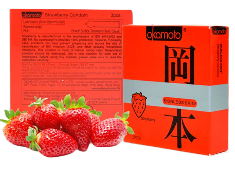  Sỉ Bao cao su Okamoto Skinless Skin Strawberry hương dâu  giá tốt 