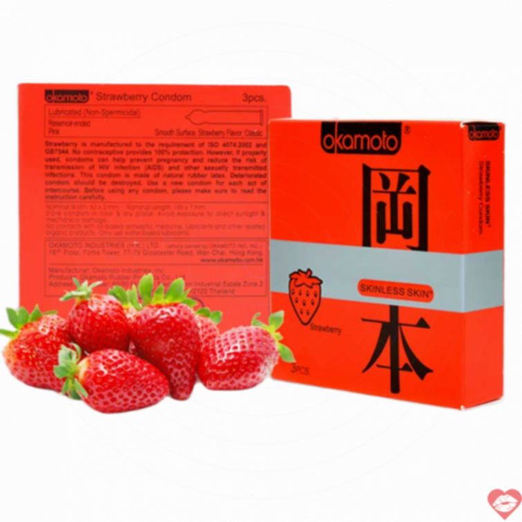 Bao cao su Okamoto hương dâu siêu mỏng mềm mượt 