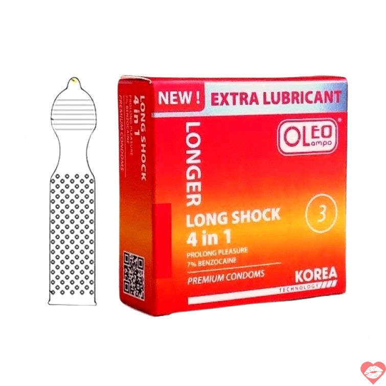 Bao cao su kéo dài Oleo Lampo Longshock 4in1 
