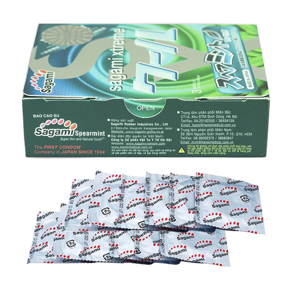  Bán Bao cao su Sagami Xtreme Spearmint Bạc Hà - hộp 10 chiếc  giá tốt 