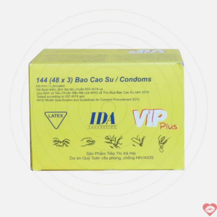 Bao cao su Vip Plus hộp 144 siêu tiết kiệm 