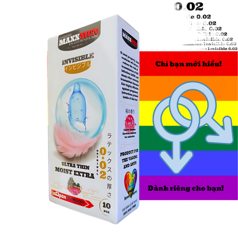  Sỉ Bao cao su size 49mm Maxxmen Invisible 002 công nghệ NHẬT BẢN cực siêu mỏng NHIỀU GEL hương hoa anh  tốt nhất 