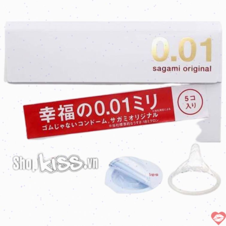 Bao cao su Sagami 0 01 siêu mỏng hộp 5 