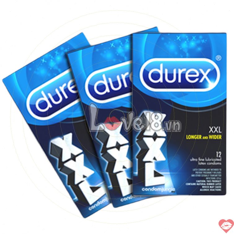 Bao cao su Durex XXL size lớn trơn mượt kéo dài 