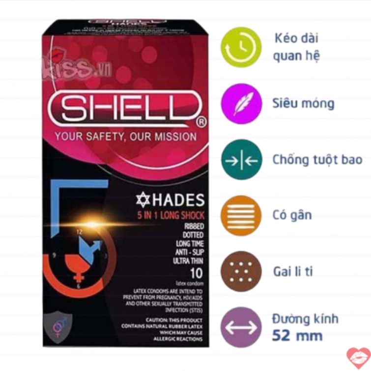 Bao cao su Shell Perfomaxxx 6in1 hương dâu cực sướng 
