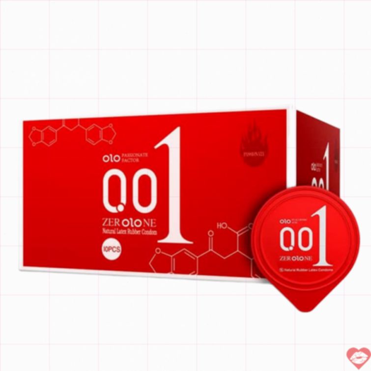 Bao cao su OLO 0.01 Jelly Red siêu mỏng ấm nóng 