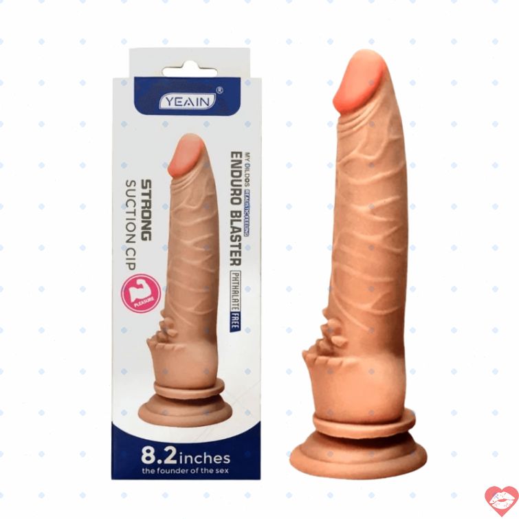 Dương vật giả gắn tường màu xanh gai mềm 