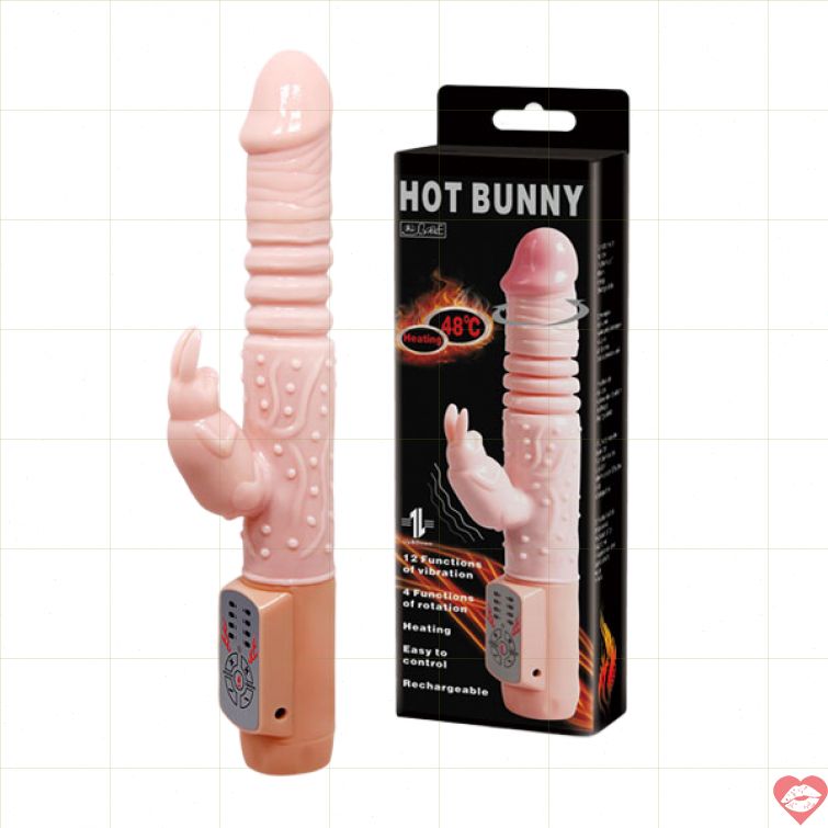 Dương vật Hot Bunny xoay thụt rung sưởi ấm 