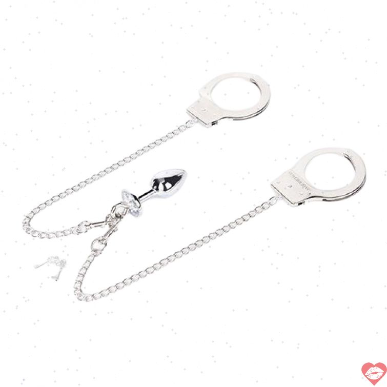 Phích cắm hậu môn kèm còng tay BDSM mạnh mẽ 
