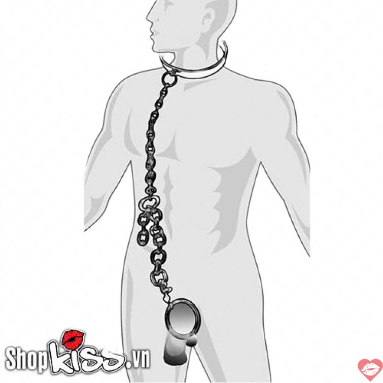 Vòng cổ kim loại BDSM dây xích kích thích mạnh 