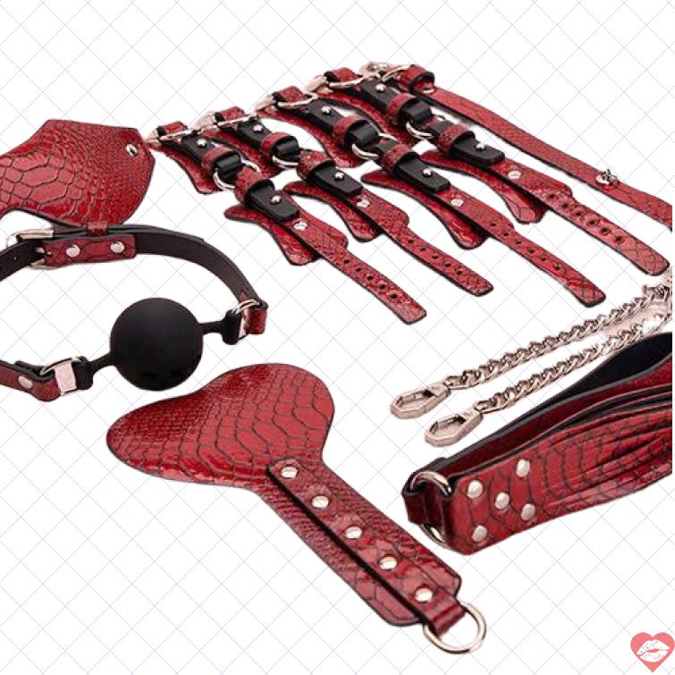 Bộ đồ chơi BDSM 7 món da PU tăng hưng phấn mạnh 
