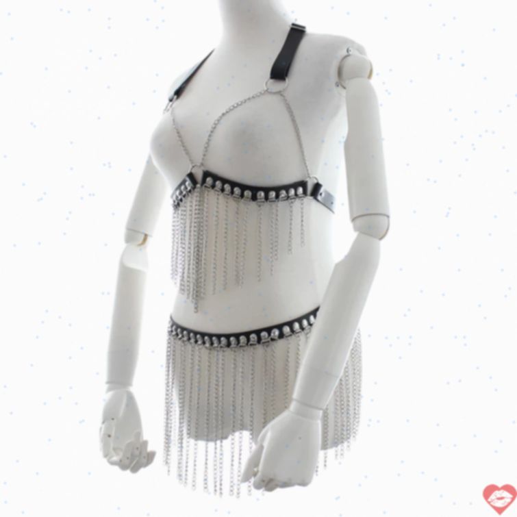 Bộ đồ BDSM da dây xích gợi cảm kích thích mạnh 